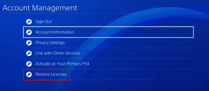 Restoring the Licenses on Ps4